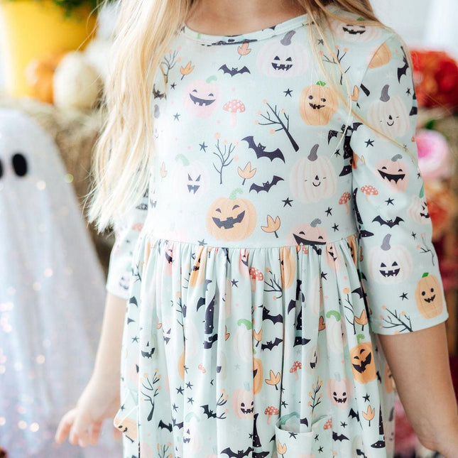 Ghouls Rule 3/4 Sleeve Pocket Twirl Dress - Dashing Nova