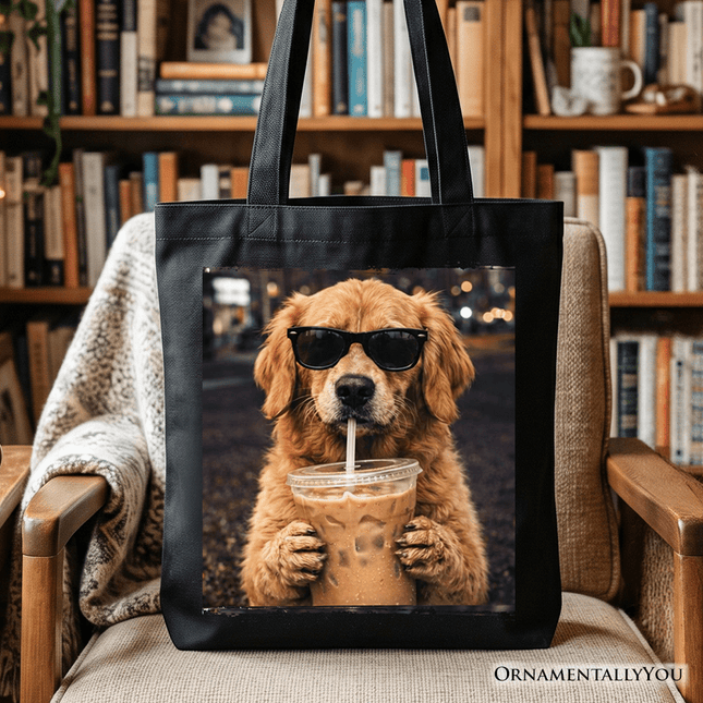 Golden Retriever Iced Coffee Tote Bag, Funny Dog Parents Gift Shopper