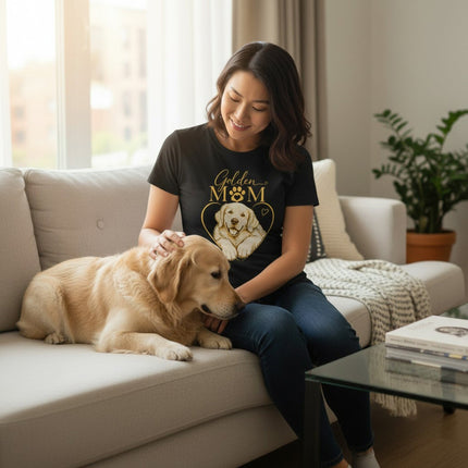 Golden Retriever Mom Graphic T-Shirt Cotton Women's Casual Dog Lover Top
