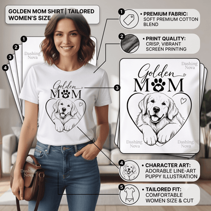 Golden Retriever Mom Graphic T-Shirt Cotton Women's Casual Dog Lover Top