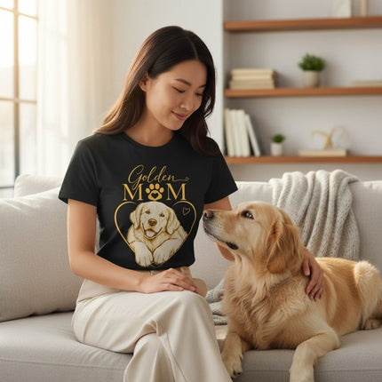 Golden Retriever Mom Graphic T-Shirt Cotton Women's Casual Dog Lover Top