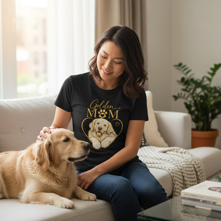 Golden Retriever Mom Graphic T-Shirt Cotton Women's Casual Dog Lover Top