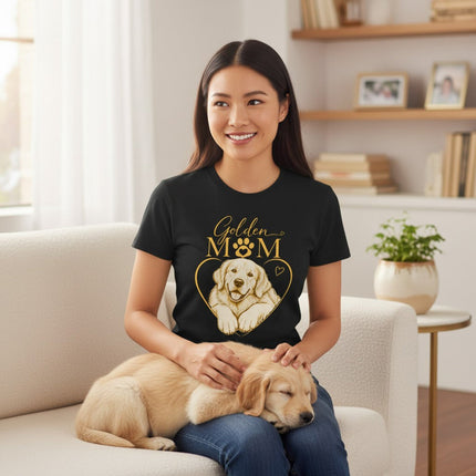 Golden Retriever Mom Graphic T-Shirt Cotton Women's Casual Dog Lover Top