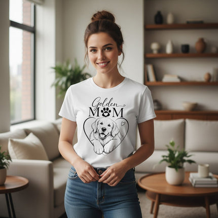 Golden Retriever Mom Graphic T-Shirt Cotton Women's Casual Dog Lover Top