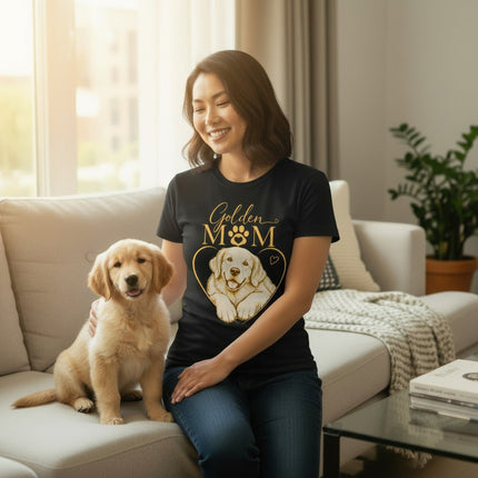 Golden Retriever Mom Graphic T-Shirt Cotton Women's Casual Dog Lover Top