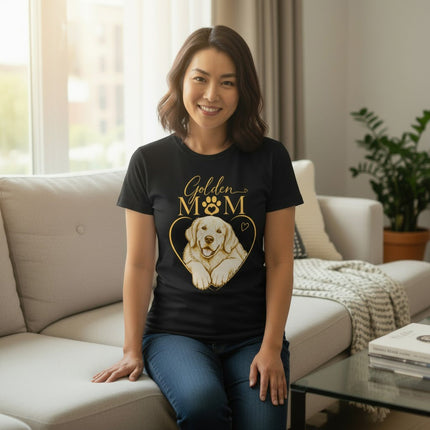 Golden Retriever Mom Graphic T-Shirt Cotton Women's Casual Dog Lover Top