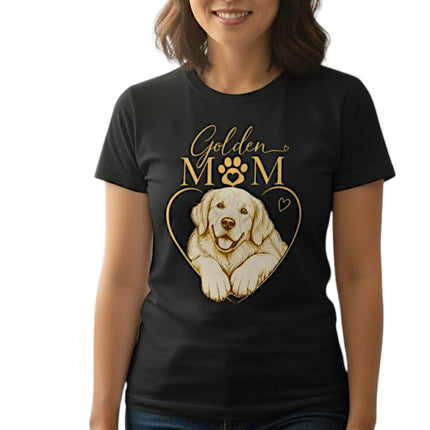 Golden Retriever Mom Graphic T-Shirt Cotton Women's Casual Dog Lover Top