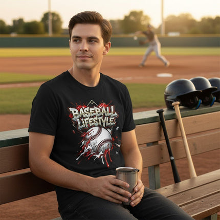 Grunge Dripping Baseball Graphic T-Shirt 100% Cotton Short Sleeve Casual Sports Apparel