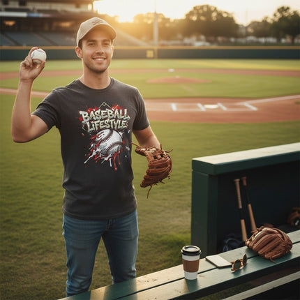 Grunge Dripping Baseball Graphic T-Shirt 100% Cotton Short Sleeve Casual Sports Apparel