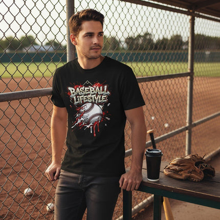 Grunge Dripping Baseball Graphic T-Shirt 100% Cotton Short Sleeve Casual Sports Apparel