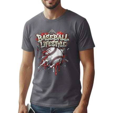 Grunge Dripping Baseball Graphic T-Shirt 100% Cotton Short Sleeve Casual Sports Apparel
