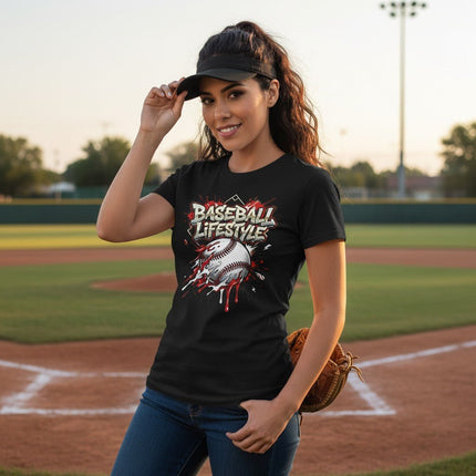 Grunge Dripping Baseball Graphic T-Shirt 100% Cotton Short Sleeve Casual Sports Apparel