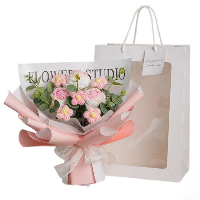 Handmade Crochet Rose Bouquet Cotton Yarn Mothers Day Gift