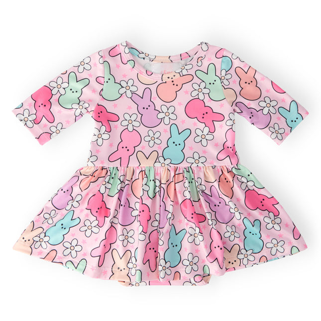 Hangin with My Peeps 3/4 Sleeve Twirl Bodysuit - Dashing Nova