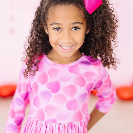 Happy Heart Day 3/4 Sleeve Pocket Twirl Dress - Dashing Nova