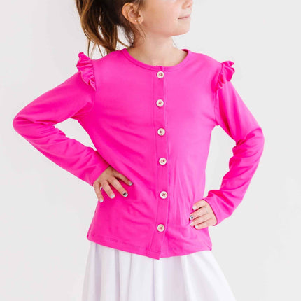Hot Pink Ruffle Cardigan