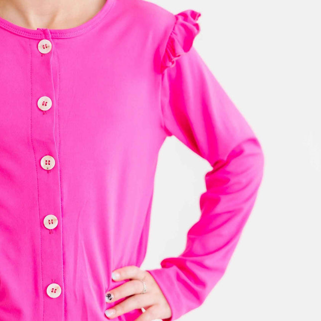 Hot Pink Ruffle Cardigan