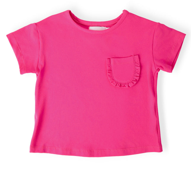 Hot Pink Ruffle Pocket Tee - Dashing Nova
