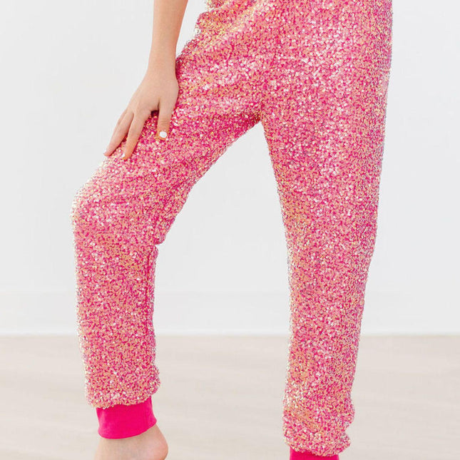 Hot Pink Sequin Joggers - Dashing Nova