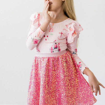 Hot Pink Sequin Twirl Skort - Dashing Nova
