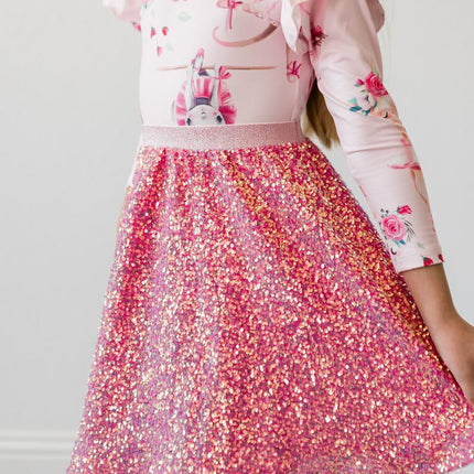Hot Pink Sequin Twirl Skort - Dashing Nova
