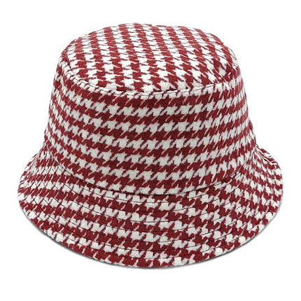 Houndstooth Patterned Bucket Hats