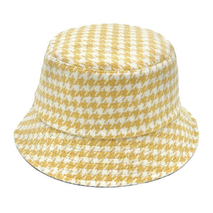 Houndstooth Patterned Bucket Hats