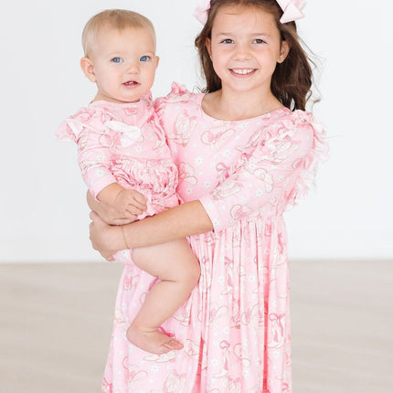 Howdy 3/4 Sleeve Flutter Twirl Bodysuit - Dashing Nova
