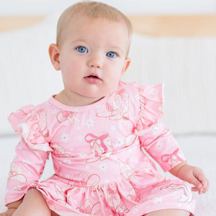 Howdy 3/4 Sleeve Flutter Twirl Bodysuit - Dashing Nova
