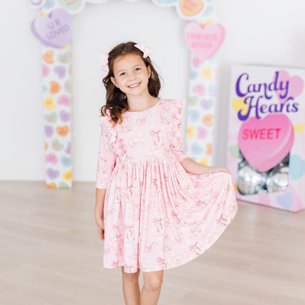 Howdy 3/4 Sleeve Ruffle Twirl Dress - Dashing Nova