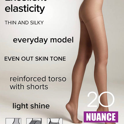 Conte Nuance 20 Den - Classic Women's Tights With a Reinforced Shorts (8С-33СП)