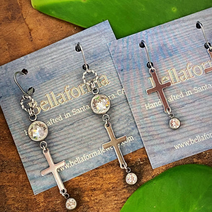 SILVER CROSS EARRINGS