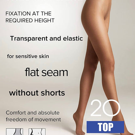 Conte Top 20 Den - Classic Women's Tights Sheer to Waist T-top Low Waist (8S-29SP)
