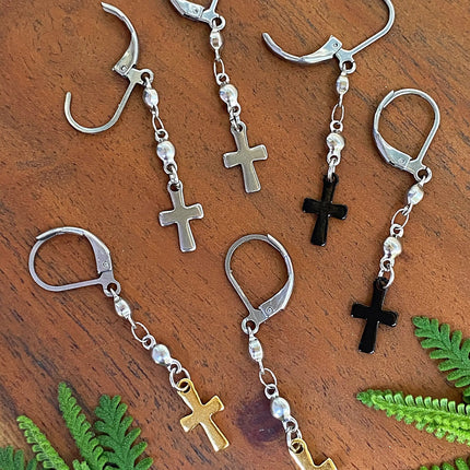BEADED CROSS EARRINGS