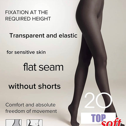 Conte Top Soft 20 Den - Classic Women's Tights Sheer to Waist T-top Low Waist Vitamin E (14S-36SP)