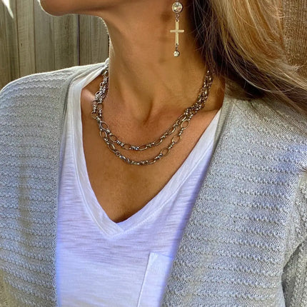 SILVER CROSS EARRINGS