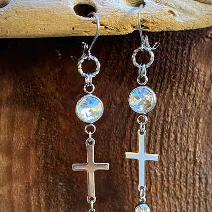 SILVER CROSS EARRINGS