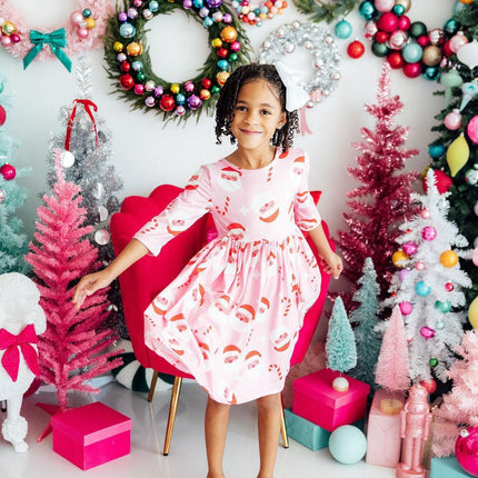 Jingle Bells 3/4 Sleeve Pocket Twirl Dress - Dashing Nova