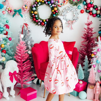 Jingle Bells 3/4 Sleeve Pocket Twirl Dress - Dashing Nova
