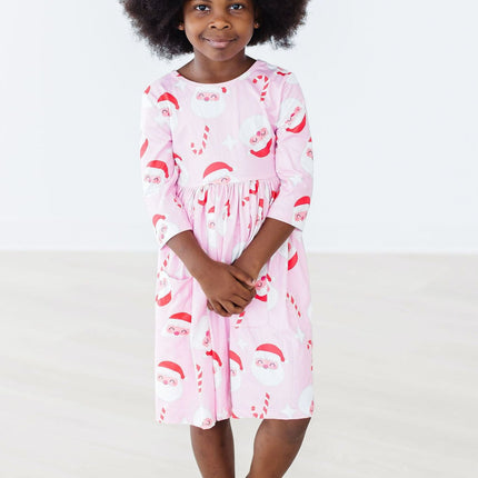 Jingle Bells 3/4 Sleeve Pocket Twirl Dress - Dashing Nova