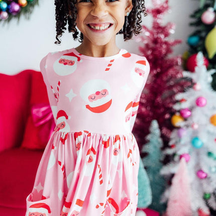 Jingle Bells 3/4 Sleeve Pocket Twirl Dress - Dashing Nova