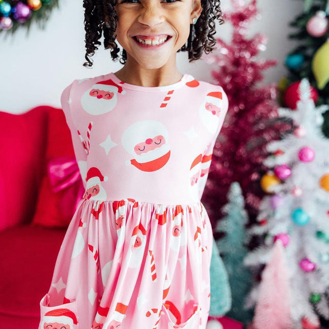 Jingle Bells 3/4 Sleeve Pocket Twirl Dress - Dashing Nova