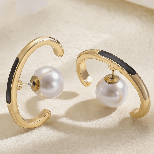 Gold Square Ear Cuffs with Resin