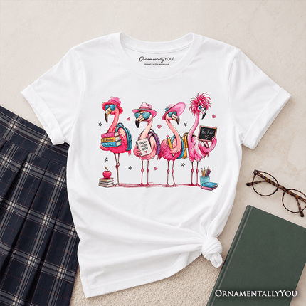 Kids Flamingo Back to School T-Shirt, Cute Tee With Tropical Birds for Youth