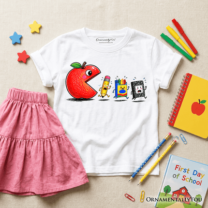 Kids Funny Apple 1st Day of School T-Shirt, Youth Tee for Student
