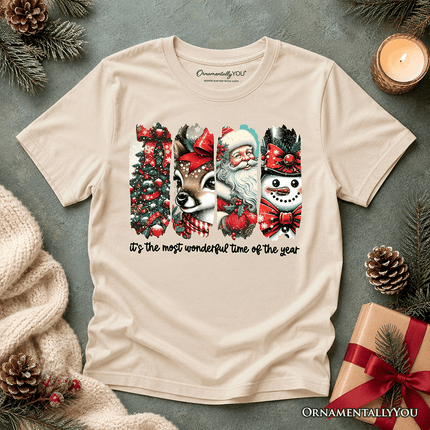 Kids It's Most Wonderful Time Of The Year T-Shirt, Reindeer, Santa, Snowman Vintage Youth Tee for Christmas