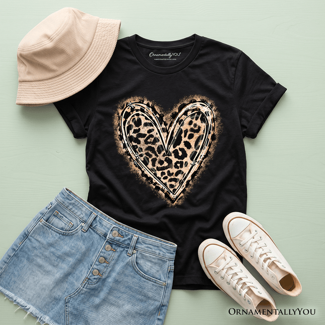 Kids Leopard Heart Valentine T-Shirt, Watercolor Love Tee for Youth