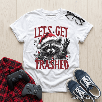 Kids Let's Get Trashed Christmas Raccoon T-Shirt, Funny Youth Tee
