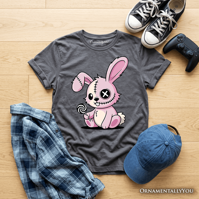 Kids Pink Zombies Bunny Cute T-Shirt, Cute Gothic Youth Halloween Tee