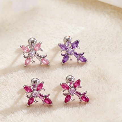 Light Luxury Copper Zircon Cross Earrings